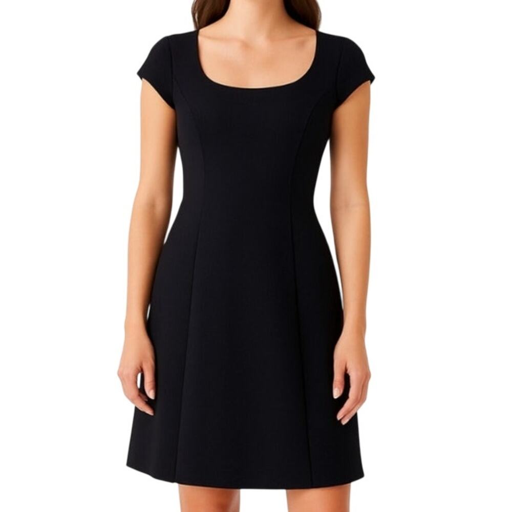 Cabi Scoop Neck Mini Dress Cap Sleeve A Line Black Womens size 10